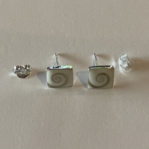 Tiny square cochlear shape stud earrings