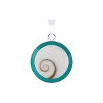Round Cochlear Shaped Pendant with Turquoise Resin