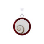 Round Cochlear Shaped pendant with Red Resin