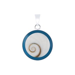 Round Cochlear Shaped pendant with Blue Resin